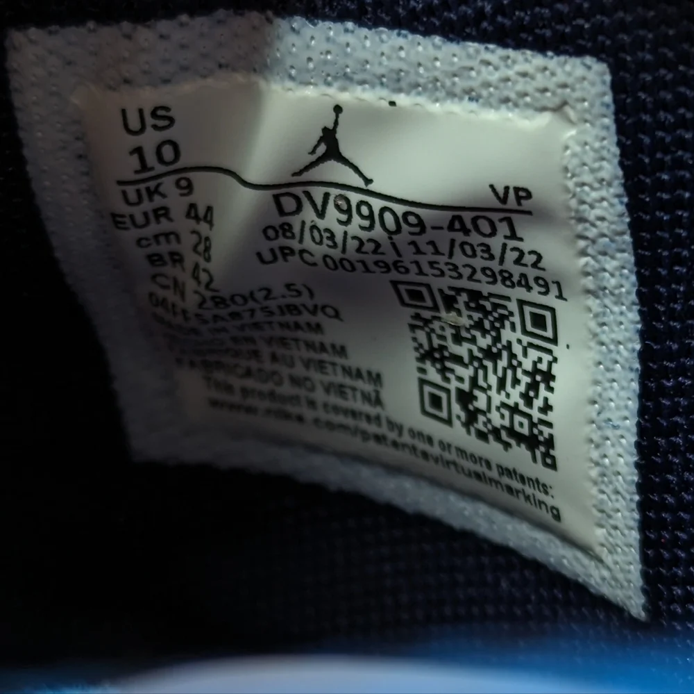 Air Jordan 37 Low Fraternity Basketball Blue Casual Sneakers size Men's 10